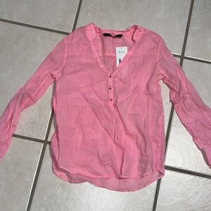Zara Vibrant Pink V-Neck Blouse